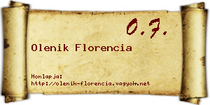 Olenik Florencia névjegykártya